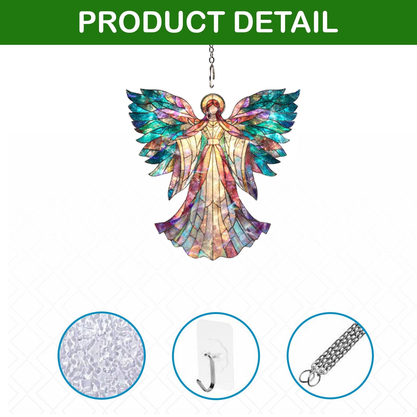 Angel Acrylic Suncatcher, Stained Glass Style Window Hanging Ornament, Spiritual Guardian Angel Decor Gift For Christmas And Home Blessing