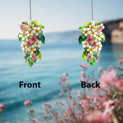 Plumeria Flower Acrylic Suncatcher, Tropical Stained Glass Window Hanging, Floral Sun Catcher Decor for Home or Garden, Gift for Mom