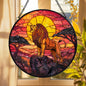 Lion Sunset Stained Glass Suncatcher, African Safari Window Hanging, Wildlife Art Decor, Bold Nature Design, Unique Gift for Animal Lovers