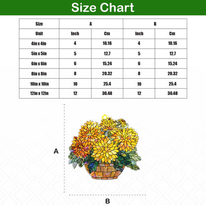 Yellow Chrysanthemum Acrylic Suncatcher, Floral Window Hanging, Stained Glass Style Flower Decor, Autumn Home Accent, Gift for Flower Lovers