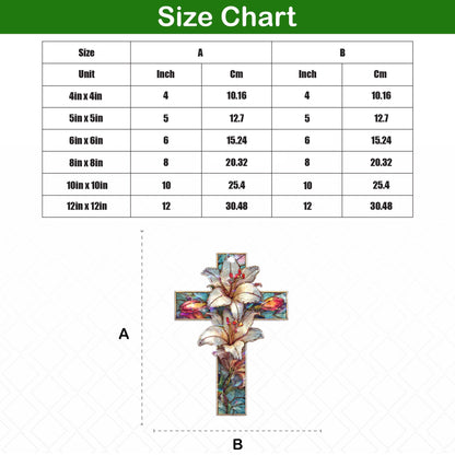 Lily Cross Acrylic Suncatcher, Christian Window Hanging, Floral Stained Glass Style Sun Catcher, Religious Home Decor Gift