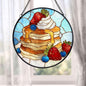 Pancake Breakfast Stained Glass Suncatcher, Strawberry Blueberry Dessert Art, Kitchen Window Hanging, Food Lover Decor, Cute Gift