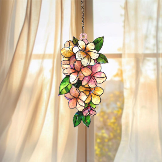 Colorful Flower Cluster Acrylic Suncatcher, Floral Window Hanging, Stained Glass Style Sun Catcher, Spring Home Decor Gift