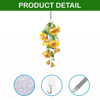 Yellow Floral Acrylic Suncatcher, Hanging Flower Window Decor, Stained Glass Style Sun Catcher, Botanical Home Decor Gift