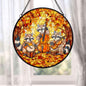 Raccoon Music Band Stained Glass Suncatcher, Cute Animal Orchestra Window Hanging, Autumn Forest Art, Whimsical Home Decor, Unique Gift