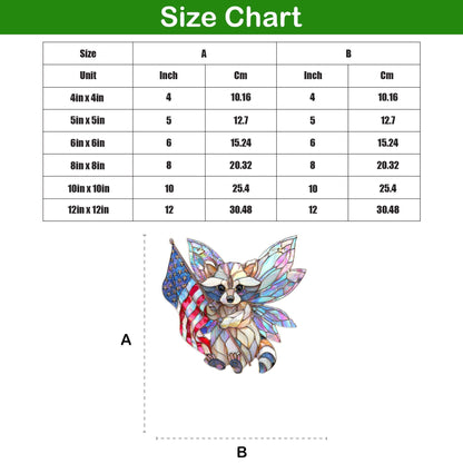 Patriotic Raccoon Acrylic Suncatcher, Fairy Wings Raccoon With American Flag, Stained Glass Style Window Hanging, USA Gift
