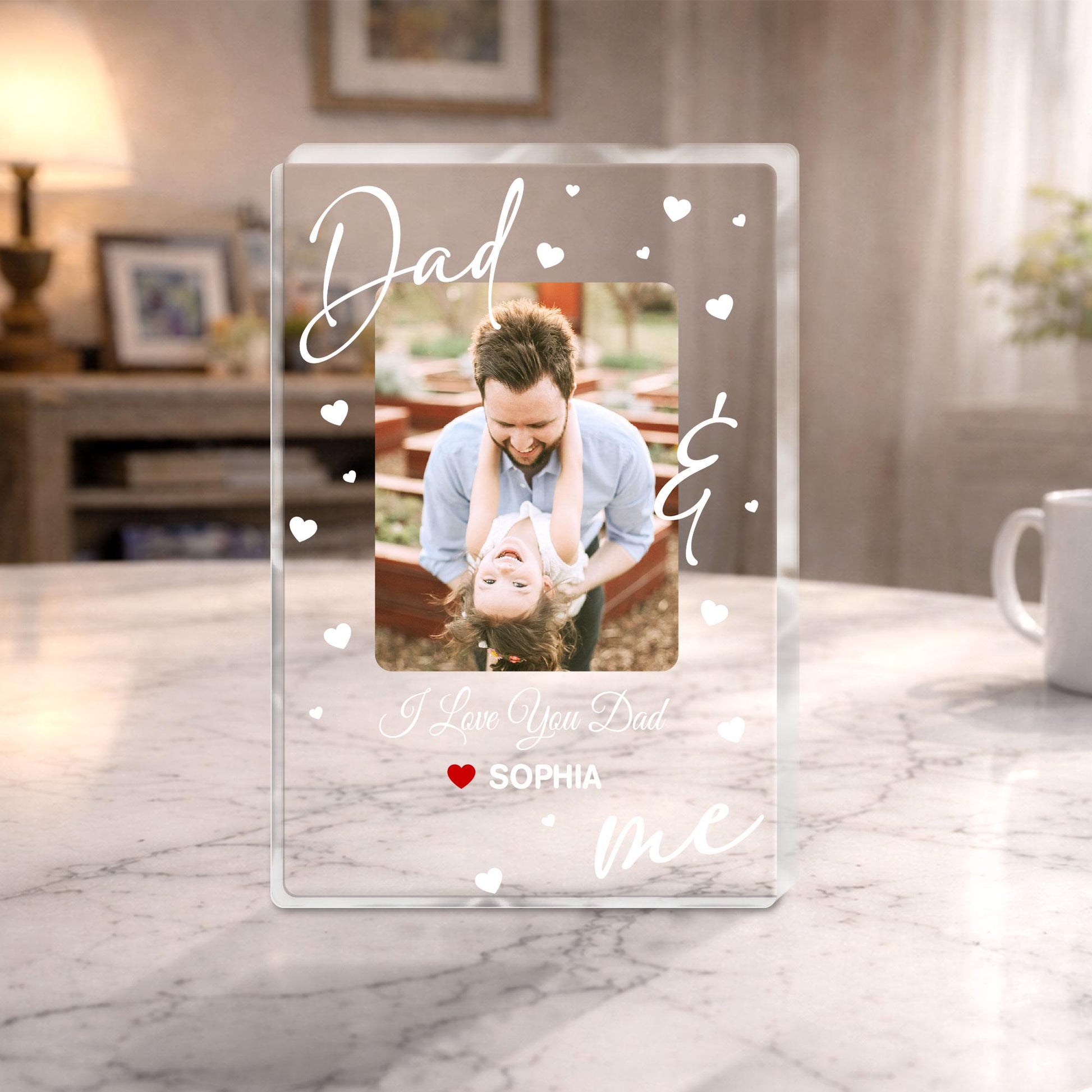 Personalized Dad Photo Plaque, Dad And Me Acrylic Plaque, Custom Father Daughter Photo Gift, Father’s Day Gift for Dad from Daughter