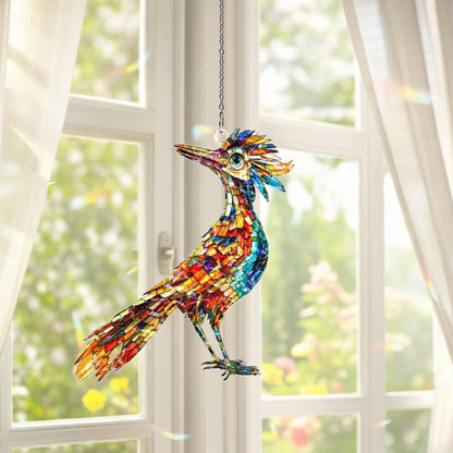 Roadrunner Bird Suncatcher, Stained Glass Roadrunner Window Hanging, Bird Lover Gift, Southwestern Decor, Nature Lover Gift, Window Decor