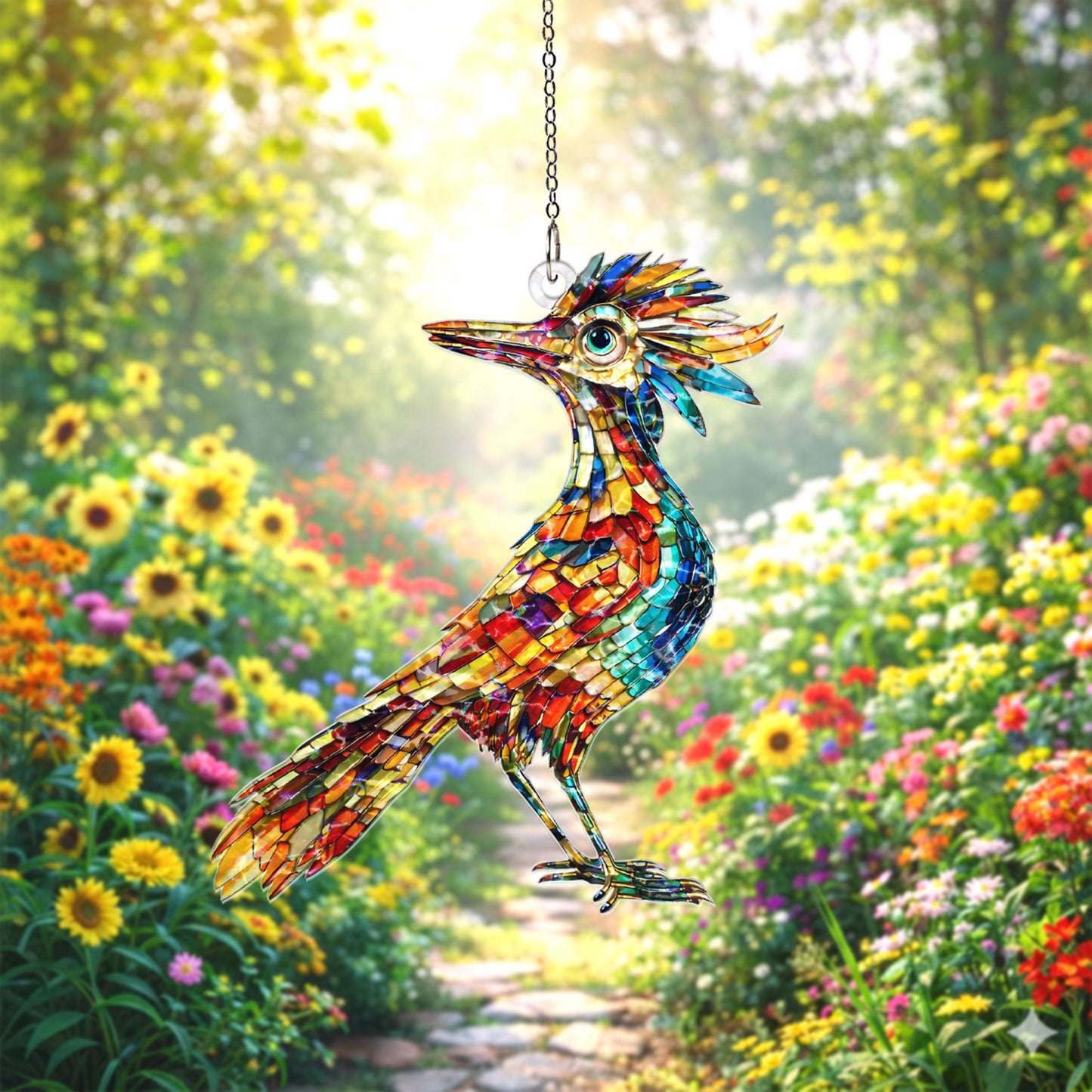 Roadrunner Bird Suncatcher, Stained Glass Roadrunner Window Hanging, Bird Lover Gift, Southwestern Decor, Nature Lover Gift, Window Decor