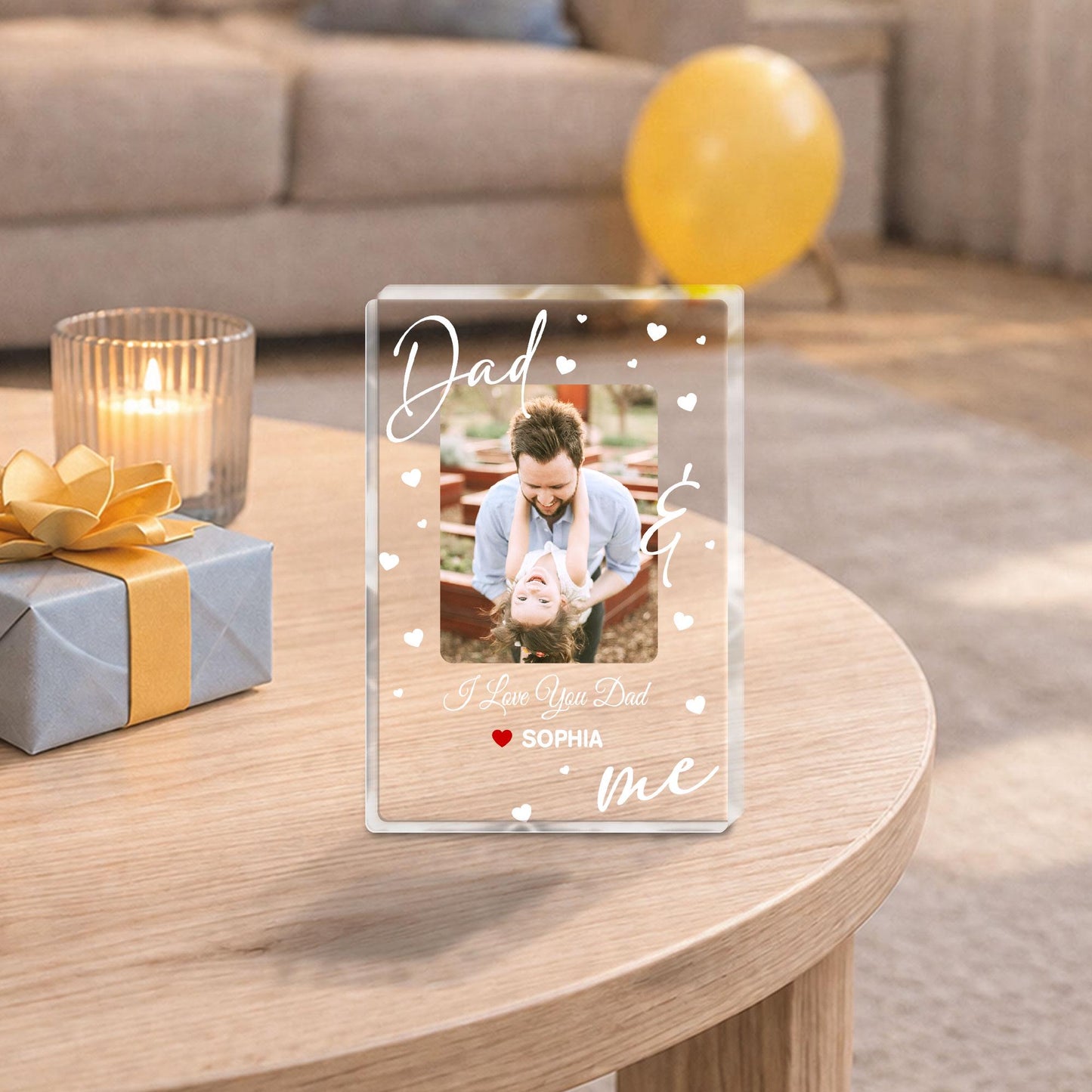 Personalized Dad Photo Plaque, Dad And Me Acrylic Plaque, Custom Father Daughter Photo Gift, Father’s Day Gift for Dad from Daughter