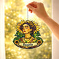 Personalized Sunflower Woman Suncatcher, Custom Name Acrylic Window Hanging, Floral Stained Glass Style Decor, Gift for Her, Mom Gift