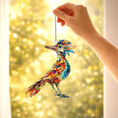 Roadrunner Bird Suncatcher, Stained Glass Roadrunner Window Hanging, Bird Lover Gift, Southwestern Decor, Nature Lover Gift, Window Decor