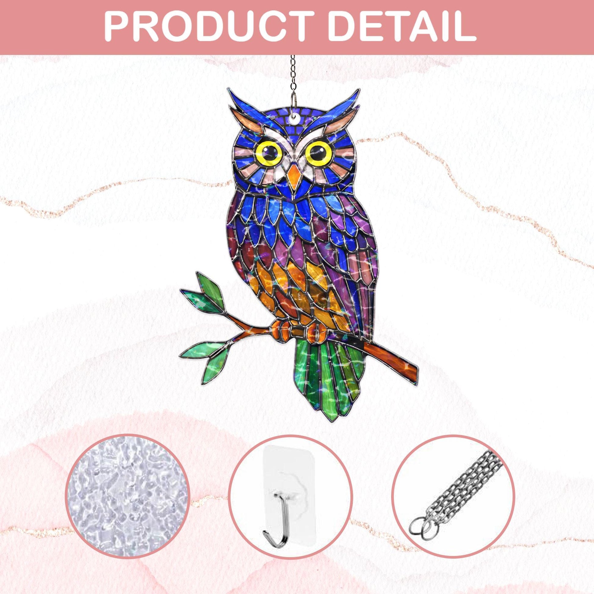 Personalized Owl Suncatcher, Custom Name Stained Glass Owl Window Hanging, Owl Lover Gift, Bird Lover Decor, Acrylic Window Ornament