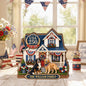 Personalized USA 250 Dog Family Wooden Block, Custom Patriotic Pet House Decor, 1776 2026 Family Name Shelf Sign Gift