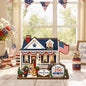 Personalized USA 250 Cat Family Wooden Block, Custom Patriotic House Shelf Decor, 1776 2026 Cat Lover Family Gift